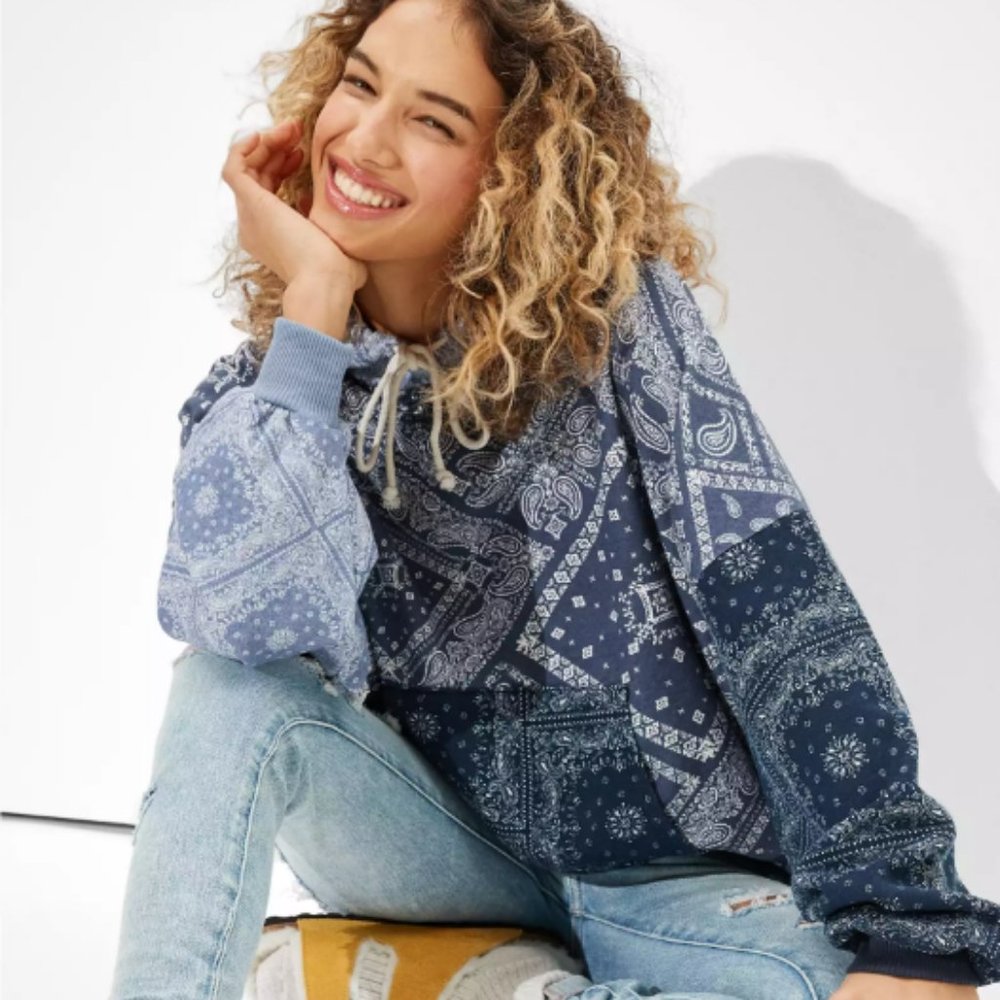 AE Forever Slouchy Printed Hoodie